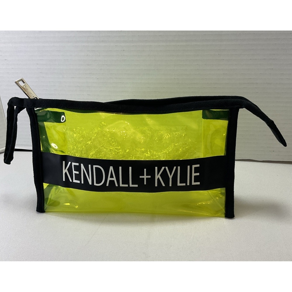 Kendall‎ + Kylie Clear Cosmetic Bag Makeup Bag Yellow + Black NEW